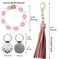 thumbnail image 2 of WIRESTER 2pcs Set White Chihuahua Dog & Cavalier King Charles Spaniels Dog Rose Quartz Beaded Bracelet Keychain With Tassel & Round Glitter Silver Key Ring Car Key Chain Wristlet For Women Girls, 2 of 5