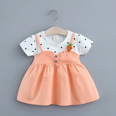 

Hunpta Printed Toddler Clothes Dot Dress Polka Short Baby Sleeve Radish Girls Girls Dress&Skirt