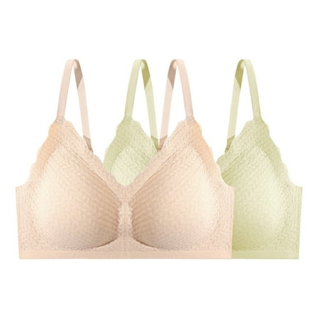 

Knosfe Womens Bras No Underwire 2 Pack Seamless Full Coverage T Shirt Bra Pink L