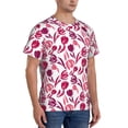 thumbnail image 4 of Yiaed Tulips Flowers Print Mens Short Sleeve Tight Fit T-Shirt, Crewneck Casual Tee-Large, 4 of 5