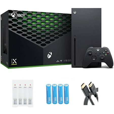 Microsoft Xbox Series X 1TB SSD Gaming Console with 1 Xbox Wireless Controller - Black, 2160p Resolution, 8K HDR, Wi-Fi, w/HDMI Cable + Batteries and Charger Accessories Set