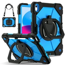ShieldPlus for iPad 9th/8th/7th Generation Case, Shockproof Rugged Protective iPad Kids Case with 360° Rotating Stand Shoulder Strap for iPad 10.2-inch,Black   Blue