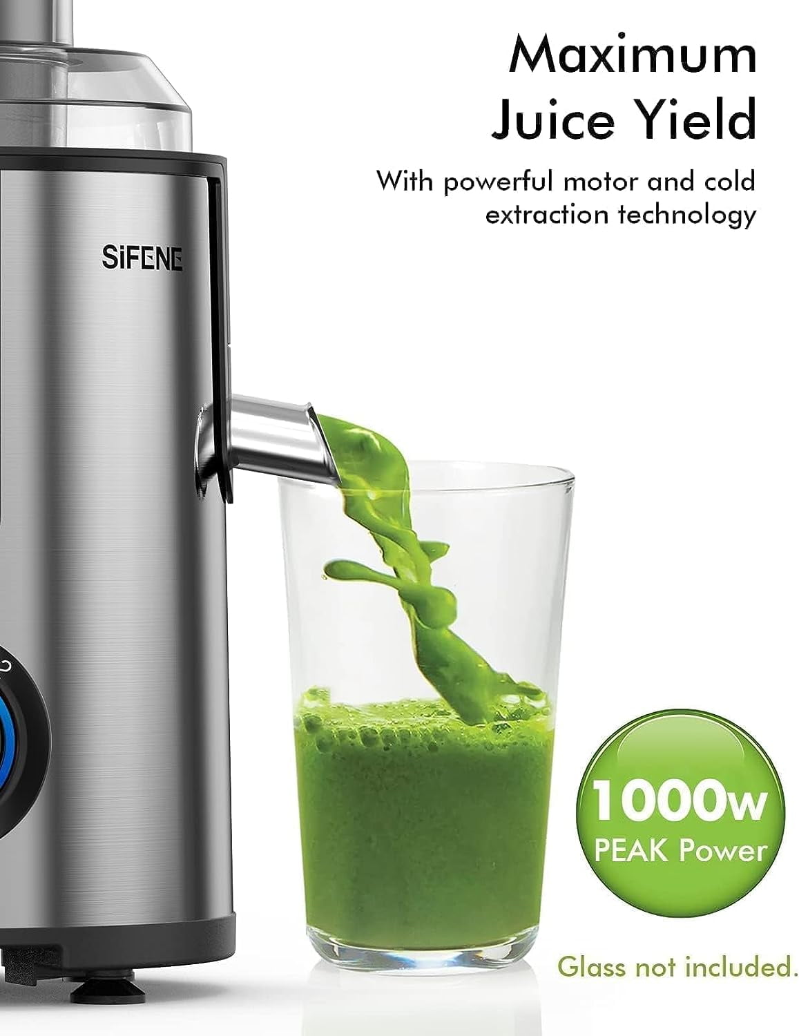 SiFENE Juicer Machine, 800W Centrifugal Juicer with 3.2 Big Mouth for Whole Fruits and Veggies, Juice Extractor Maker with 3 Speeds Settings, Easy