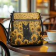 thumbnail image 3 of Kuiaobaty Black Cat Sunflower Print Crossbody Bag for Women, Zipped Pockets Vegan Leather Messenger Handbag Crossbody, Casual Sturdy Hobo Purse with Adjustable Strap for Travel, 3 of 7