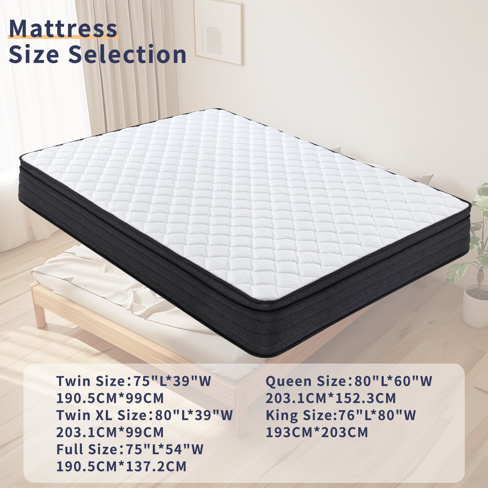 VFD 12 inch King Size Hybrid Mattress - Medium Firm, Memory Foam & Pocket Springs, Motion Isolation, Edge Support, Pressure Relief, Ships Compressed