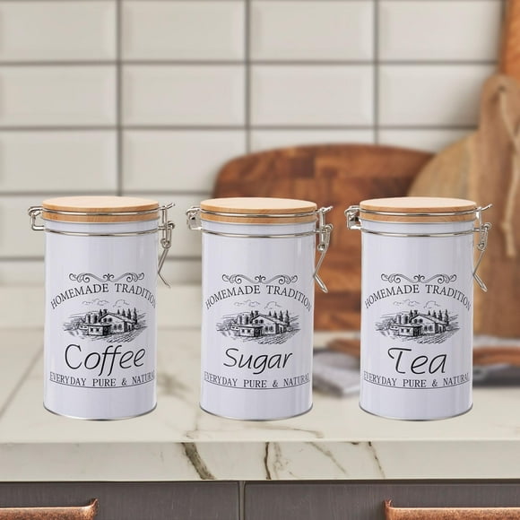 3 Pieces Canister Sets for Kitchen Counter Vintage Canisters Set for Kitchen