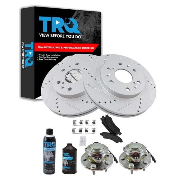 TRQ Front Performance Brake Pad & Rotor Kit Semi-Metallic Premium G-Coated Fits Cadillac Chevrolet GMC