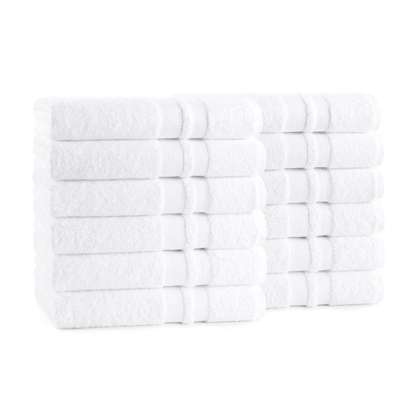 Arkwright Magellan 27x50 Bathroom Towels, (12 Pack), White, Soft Ring Spun Cotton