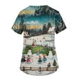 thumbnail image 3 of HaHaHappy Christmas Scrub Tops for Women Snowman V-Neck Short Sleeve Christmas Scrubs Pockets Medical Uniforms Scrub Shirts Sky Blue 2XL, 3 of 3