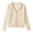 thumbnail image 6 of Lixiuxyad ‌Women's Hooded Cardigan Oversized Long Sleeve Button-Front Knit Cardigan,Beige, 6 of 6