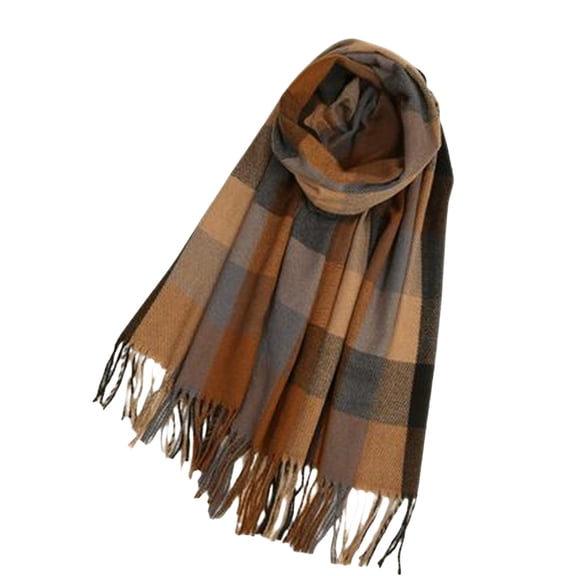 HNMKIU British Style Plaid Scarf Fashionable Acrylic Like Wrap Shawl Warm Soft Lightweight Versatile Neckwear Brown,One Size