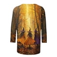 thumbnail image 4 of Edvintorg Women's 3/4 Sleeve Tops Halloween Printed Crew Neck Casual Pullover Shirt Fall Lightweight Loose Blouse Plus Size Women Clothes S-5XL Multicolor, 4 of 5