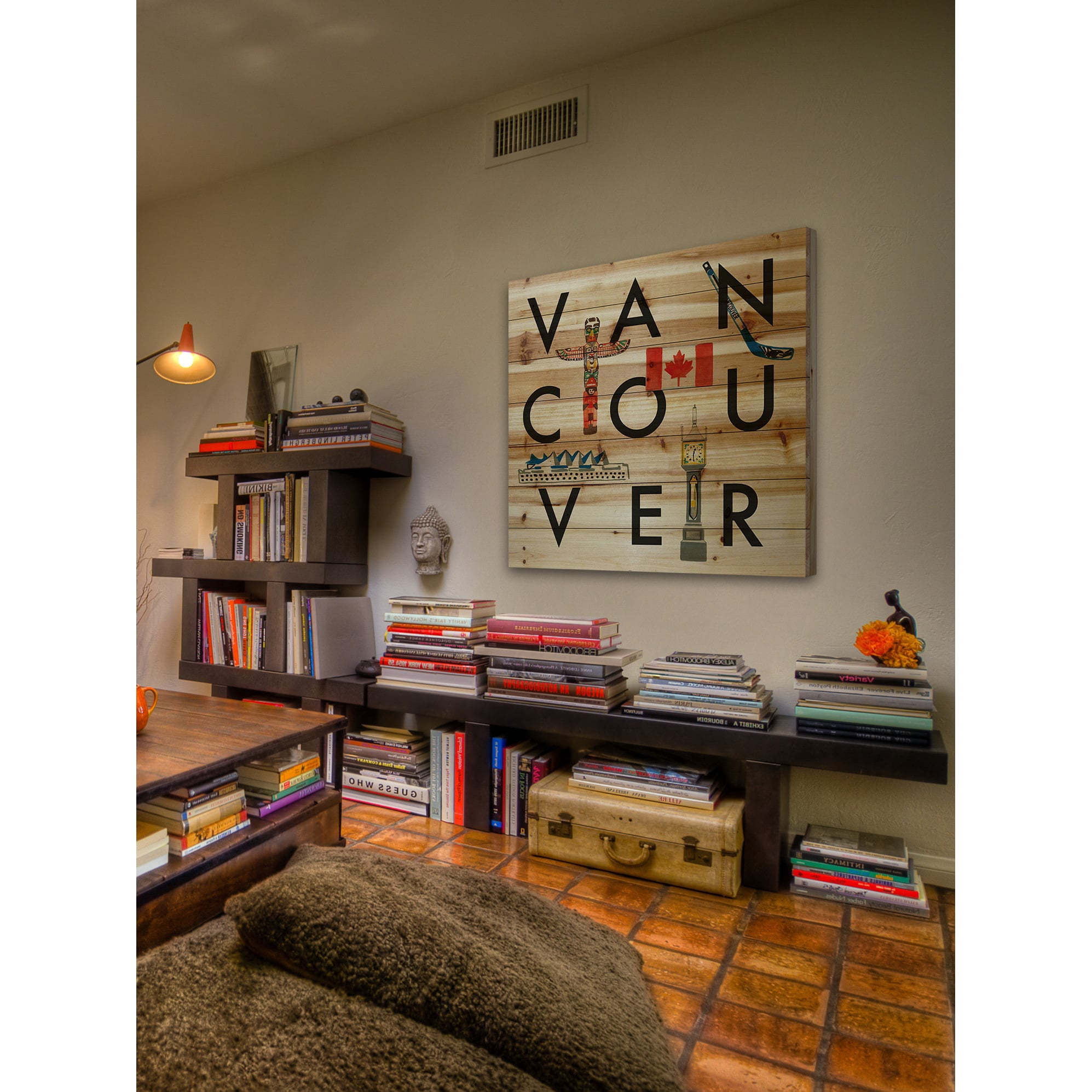 Marmont Hill "Vancouver Square" By Molly Rosner Print On Natural Pine Wood, 40.0" x 1.5"