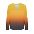 thumbnail image 6 of ShiShine 3/4 Length Sleeve for Women Tops Henley Shirts V Neck Gradient Color Trendy Work Clothes Fashion Outfits, 6 of 7