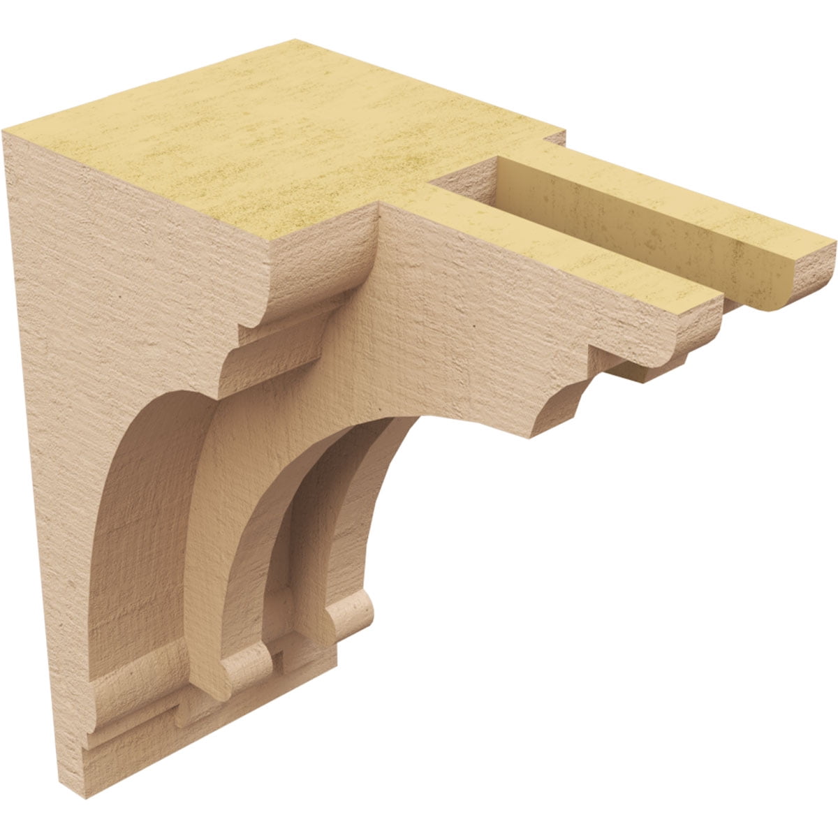 4"W x 4"D x 8"H Wide Hughes Rough Cedar Woodgrain TimberThane Corbel, Primed Tan