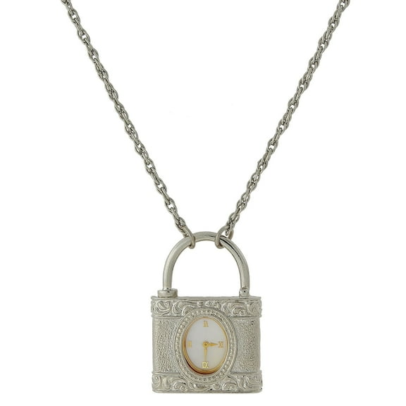 1928 Jewelry Lock Watch Pendant Necklace For Women 28 Inches