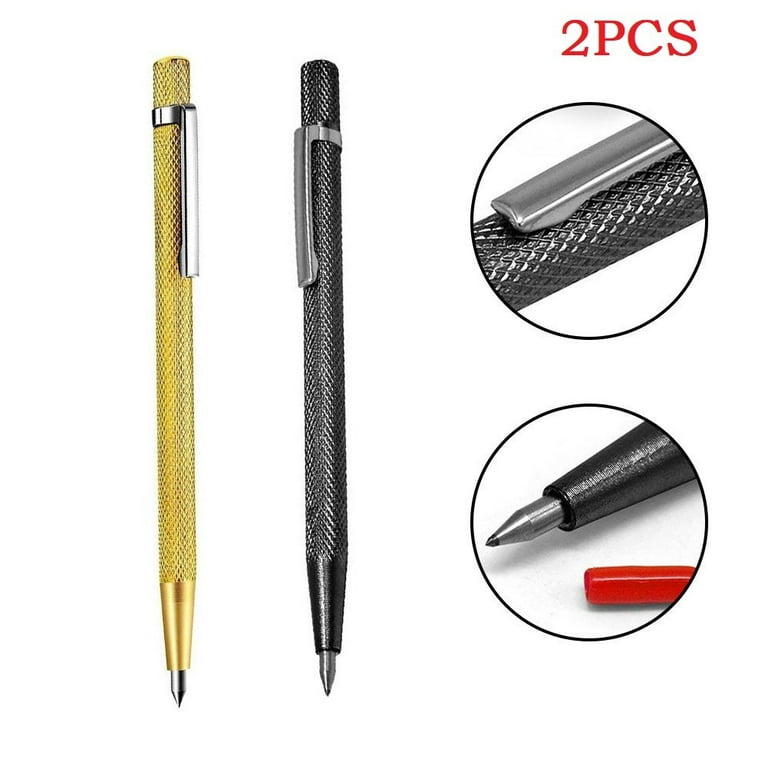 GLFSIL 2Pcs Tungsten Carbide Tip Scriber Pen Marking Engraving Pen Ceramic  Wood Carving