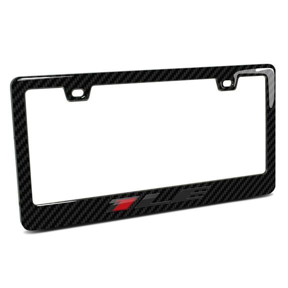 Chevrolet Camaro 1LE in 3D Dark Gray on Real Carbon Fiber ABS Plastic License Plate Frame