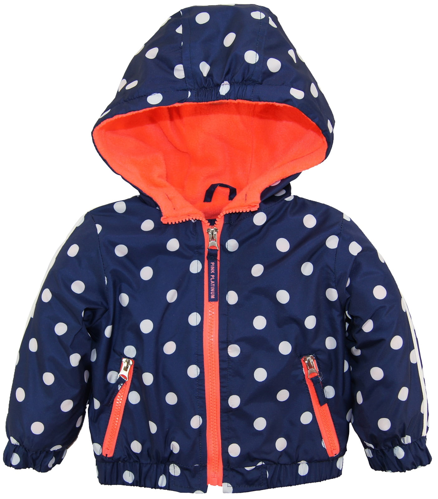 Pink Platinum Newborn Girls Fleece Lined Polka Dot Active Hooded Jacket