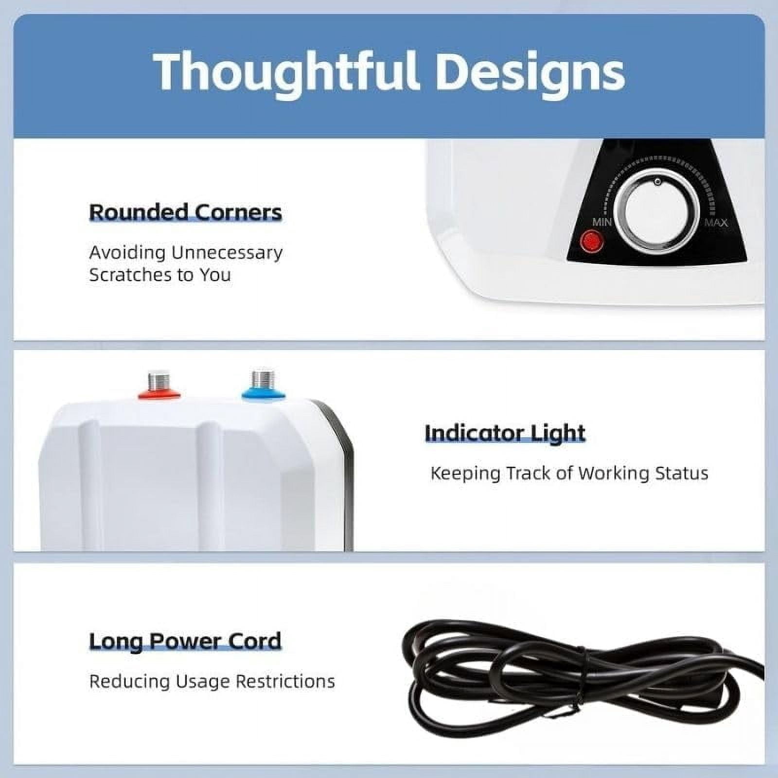 110V-120V 1.5Kw Small Under Sink Tank 2.16Gallon Water Heater Hot Storage,Mini Instant Electric RV TR Trailer Kitchen Compact Point-of-Use, (2.16gallon)