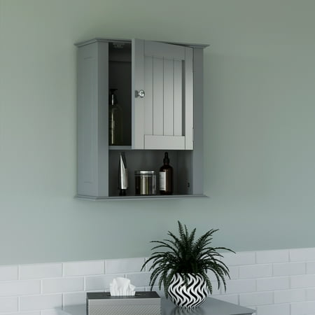 RiverRidge Ashland Collection - Single Door Wall Cabinet - Gray