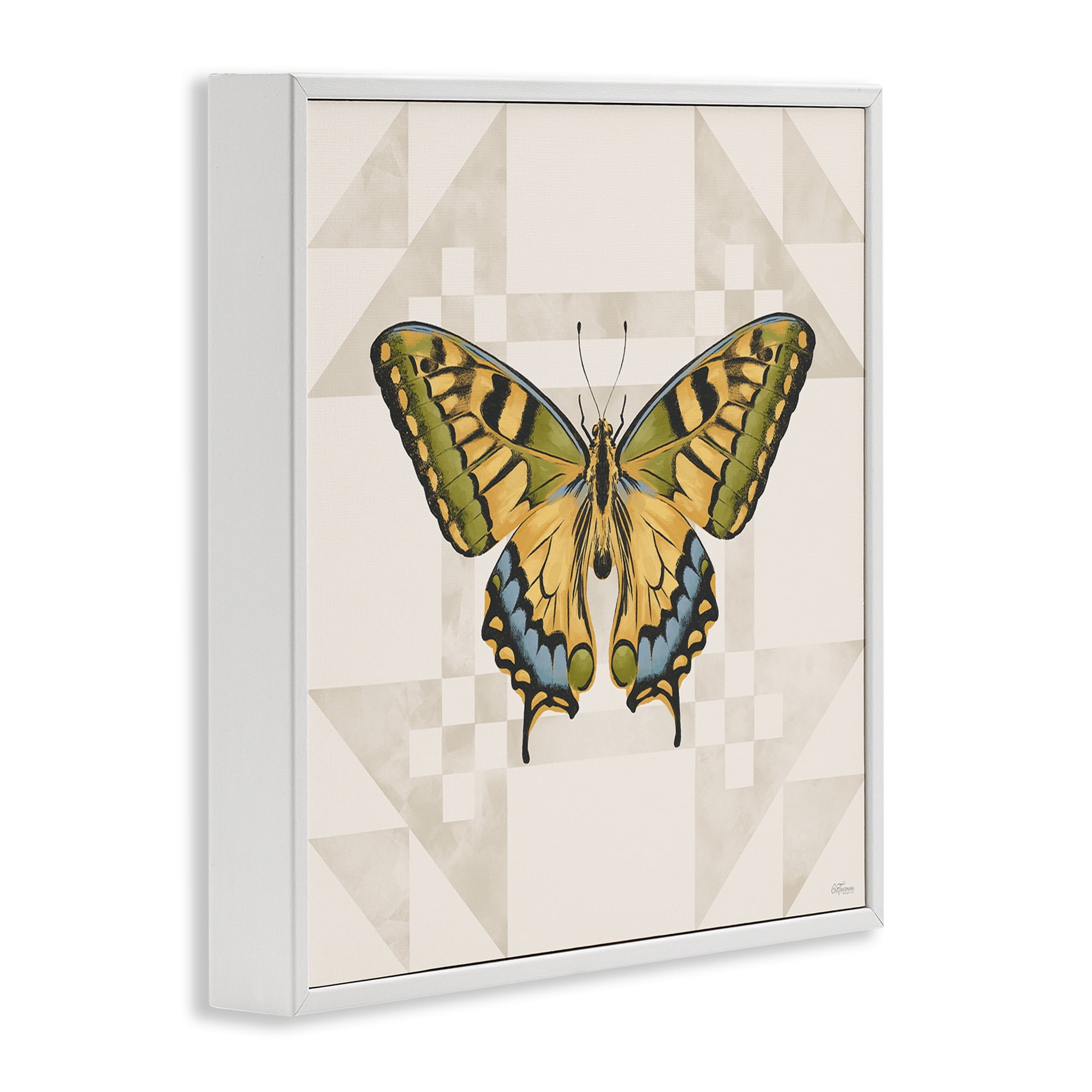 Stupell Industries Green Swallowtail Butterfly White Framed Giclee Art, design by Cat Thurman Designs
