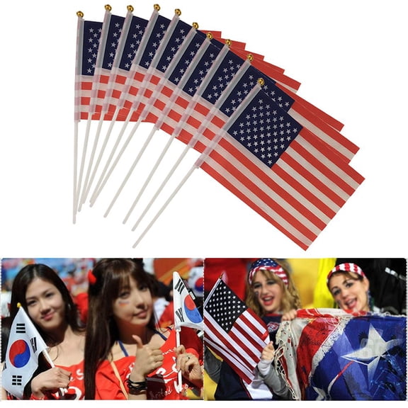 American Flag USA Hand Held Small Mini Stick Flags Decorations US 4th July Flags For Party Olympics Festival Parades Parties Decor (15 pack)