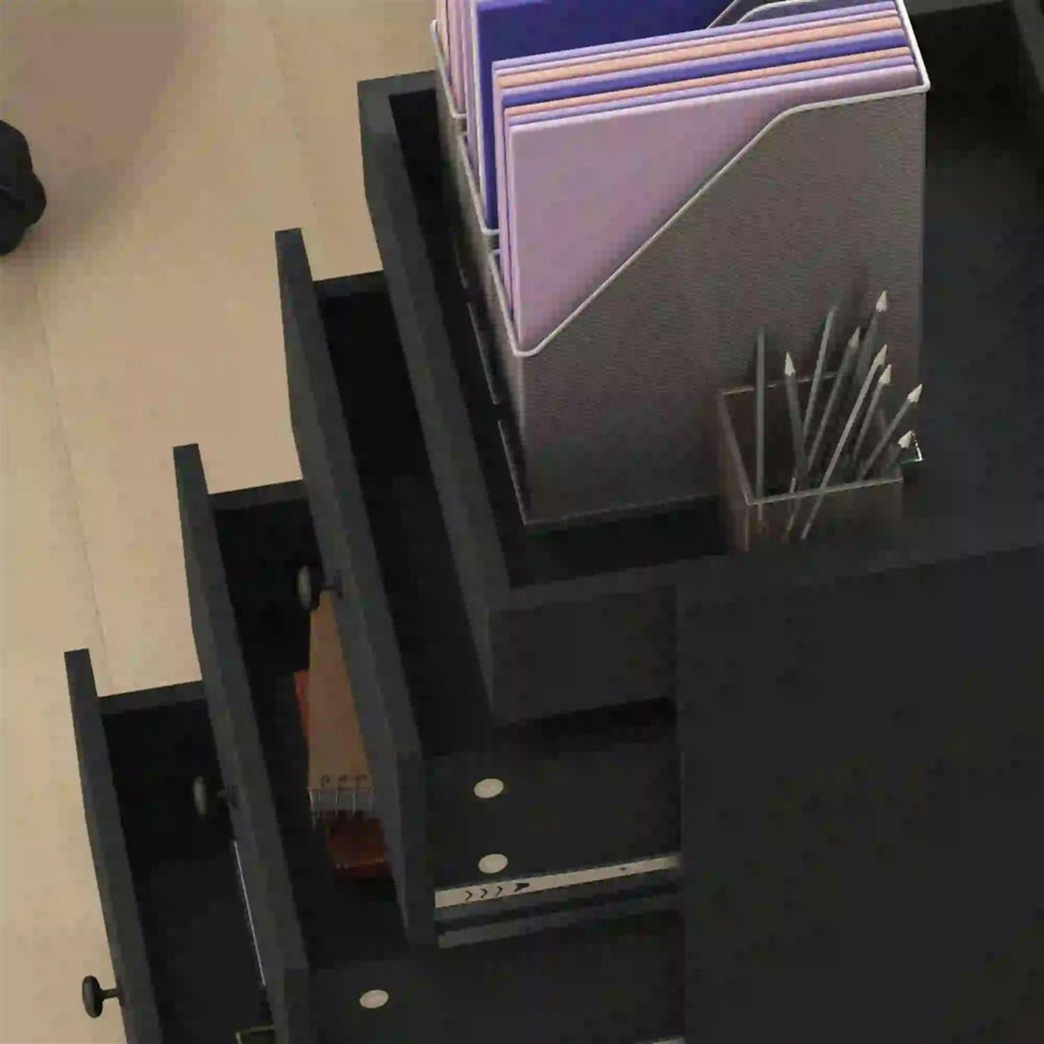 Demi Bonn Rolling Filing Cabinet with Castors, Modern 3 Drawer File Cabinet with Top Tray Under for Home Office, Desk Printer Stand, Black