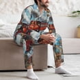 thumbnail image 7 of Xecao Red Train Hot Air Balloon Print Pajamas Set Mens Pajamas Long Sleeve Loungewear Two-Piece Sleepwear Button-Down Pjs Set,2PJS-X-Large, 7 of 7
