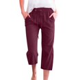 thumbnail image 2 of Red Women's Casual Pants, Women Fashion High Waisted Wide Leg Pants Drawstring Elastic Trousers Comfy Straight Leg Long Pants With Pockets,Women's Casual Pants XL, 2 of 5