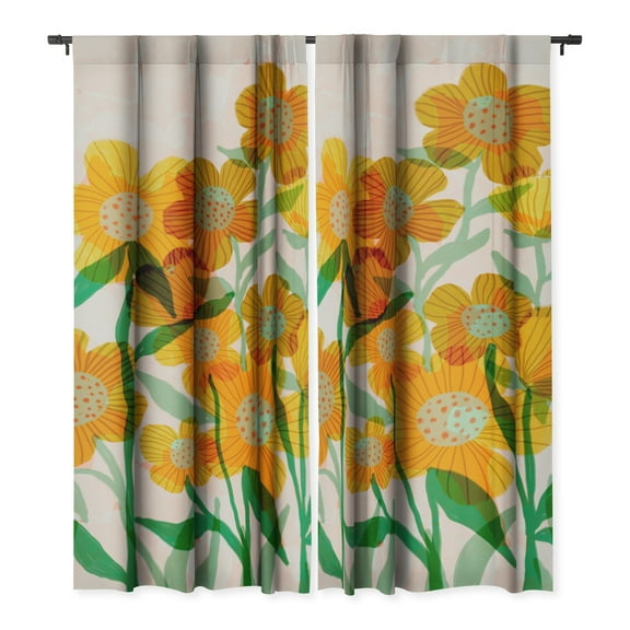Society6 Sewzinski Buttercups In Sunshine Single Panel Room Darkening Window Curtain 50" x 64"