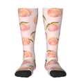 thumbnail image 2 of Picia Women Crew Soft Moisture-wicking Socks Peach With Leaves Pattern Design Cotton Socks, One Size fit All, 2 of 9