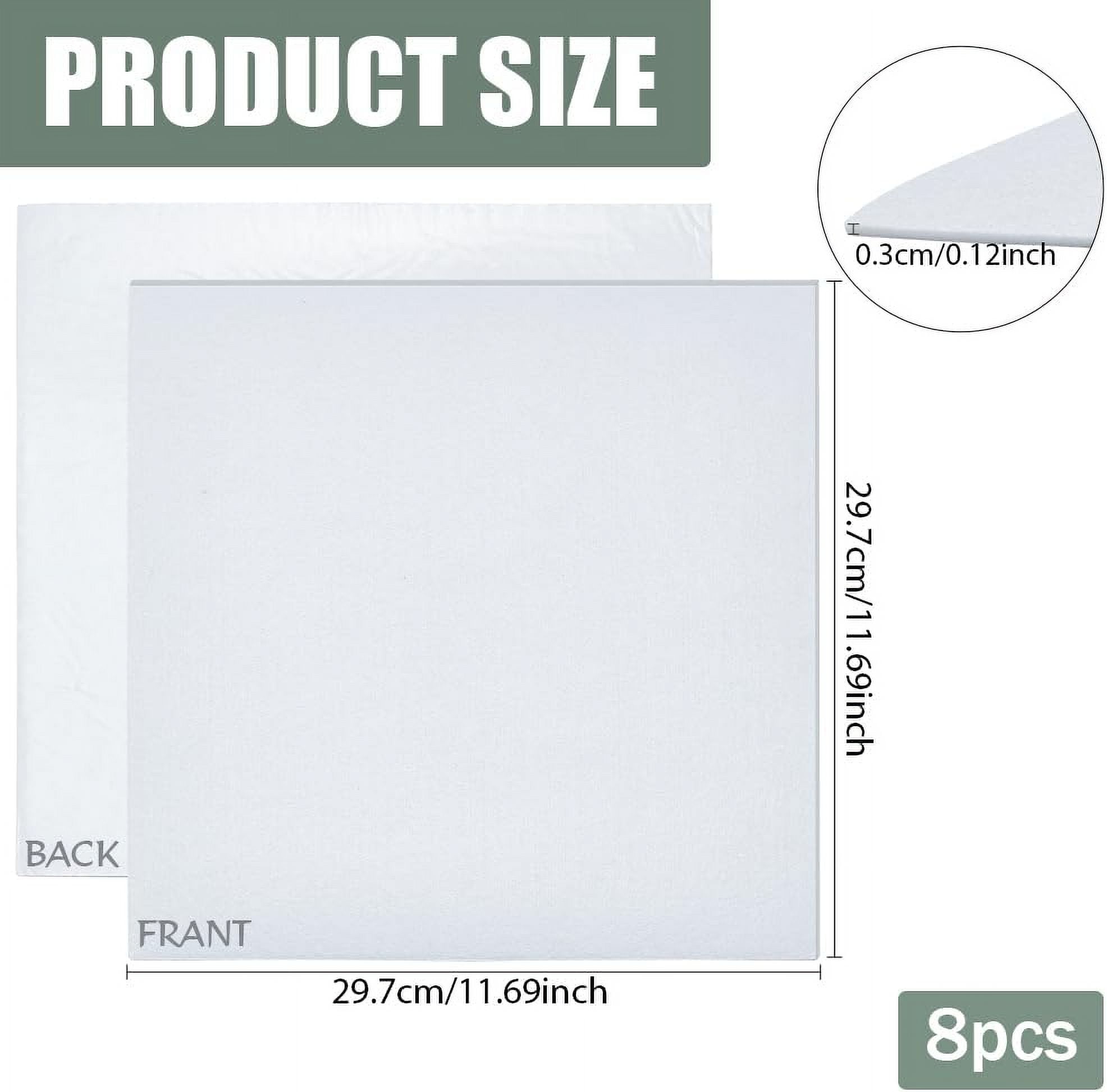 8Pcs 12x12inches Felt Fabric Sheets for DIY Crafts Squares Self Adhesive Felt Fabric 3mm/0.1Inches Thick Stick Felt Fabric for Sewing Patchwork Material (White) White DIY