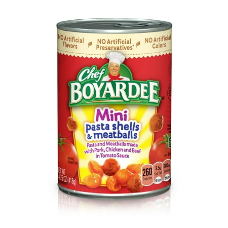 Chef Boyardee Mini Pasta Shells and Meatballs in Tomato Sauce, Ready-to-Eat Meal, 14.75 oz. Can