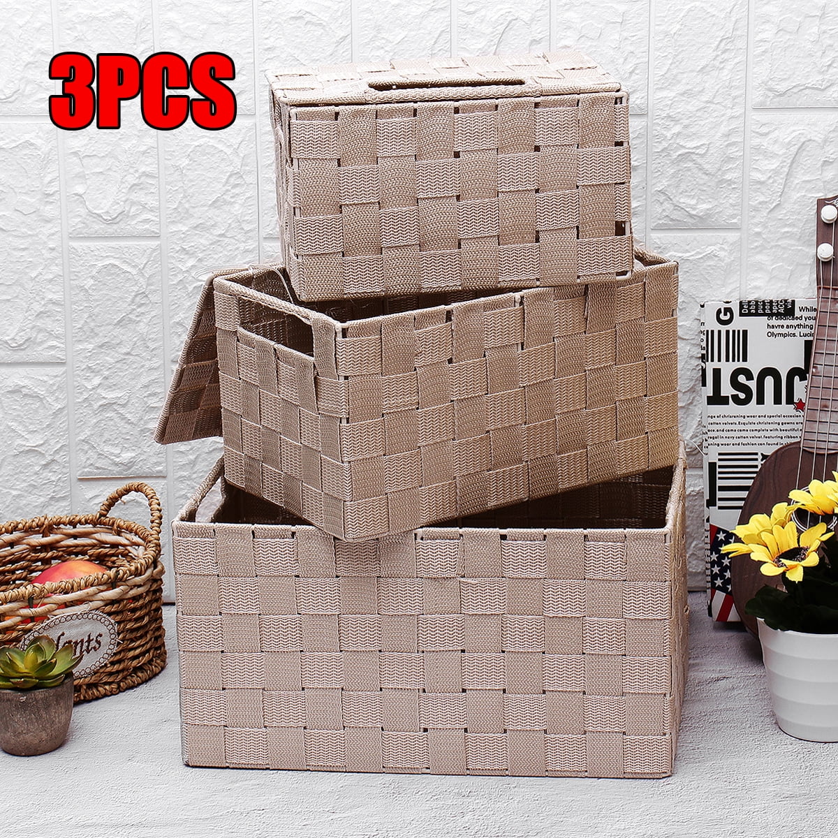 Buy Wicker Baskets 3Pcs, Woven Baskets for Storage, Wicker Laundry