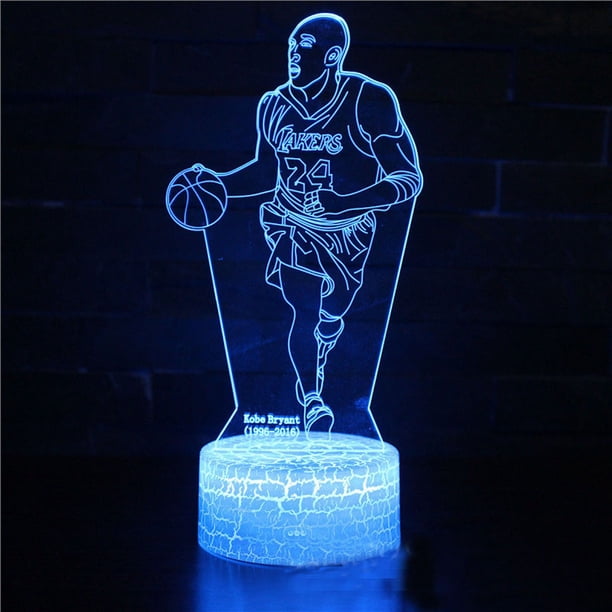 Lámpara LED de ilusión 3D con luz nocturna Kobe Bryant Star Anime