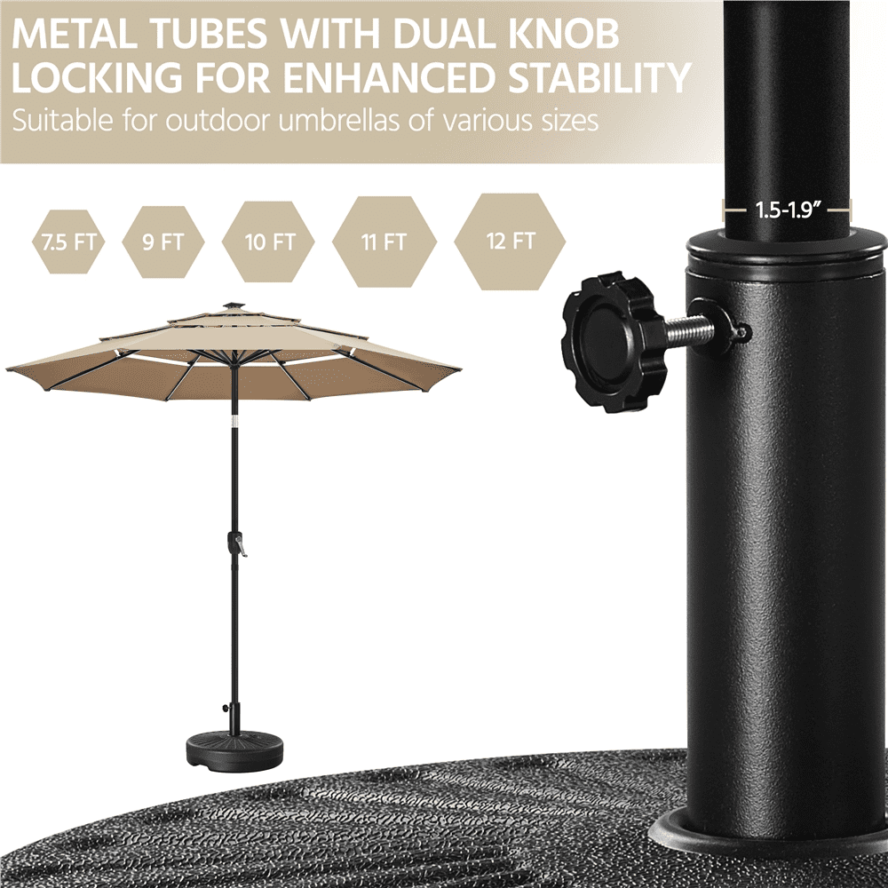 Renwick 22L Fillable HDPE Umbrella Base Stand for Outdoor Patio Garden, Black