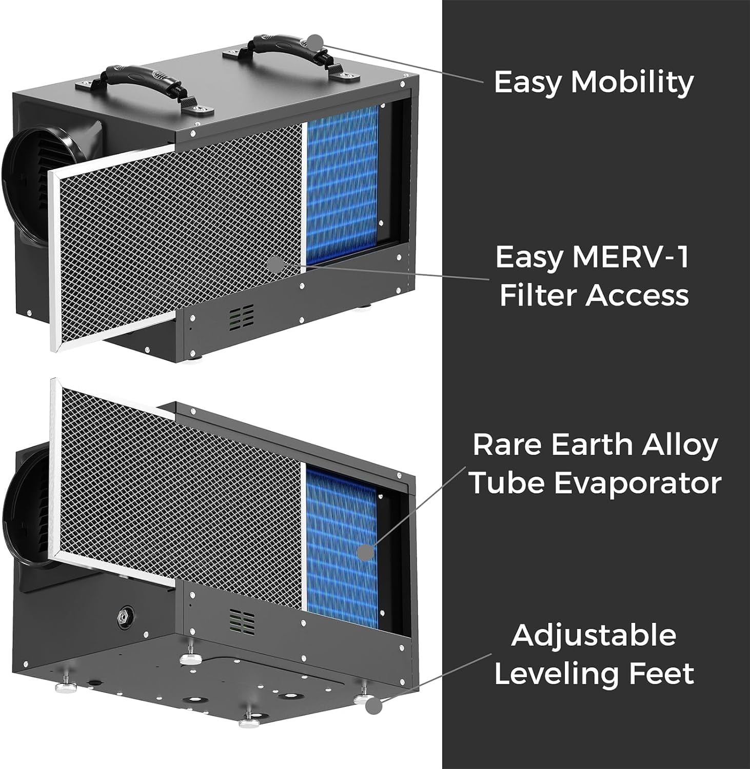 ALORAIR 120 PPD Commercial Dehumidifiers with Pump and Hose, Crawl Space Basement Dehumidifier, Industry Water Damage Unit, Compact, Portable, Auto Defrost, Memory Starting