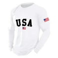 thumbnail image 3 of Letdown Mens Crewneck Shirts Long Sleeve Casual T-Shirts U_S_A_Letter A_merica_F|ag_Print Basic Classic Vintage Tee Shirts Tops (01-White, XXXL), 3 of 4