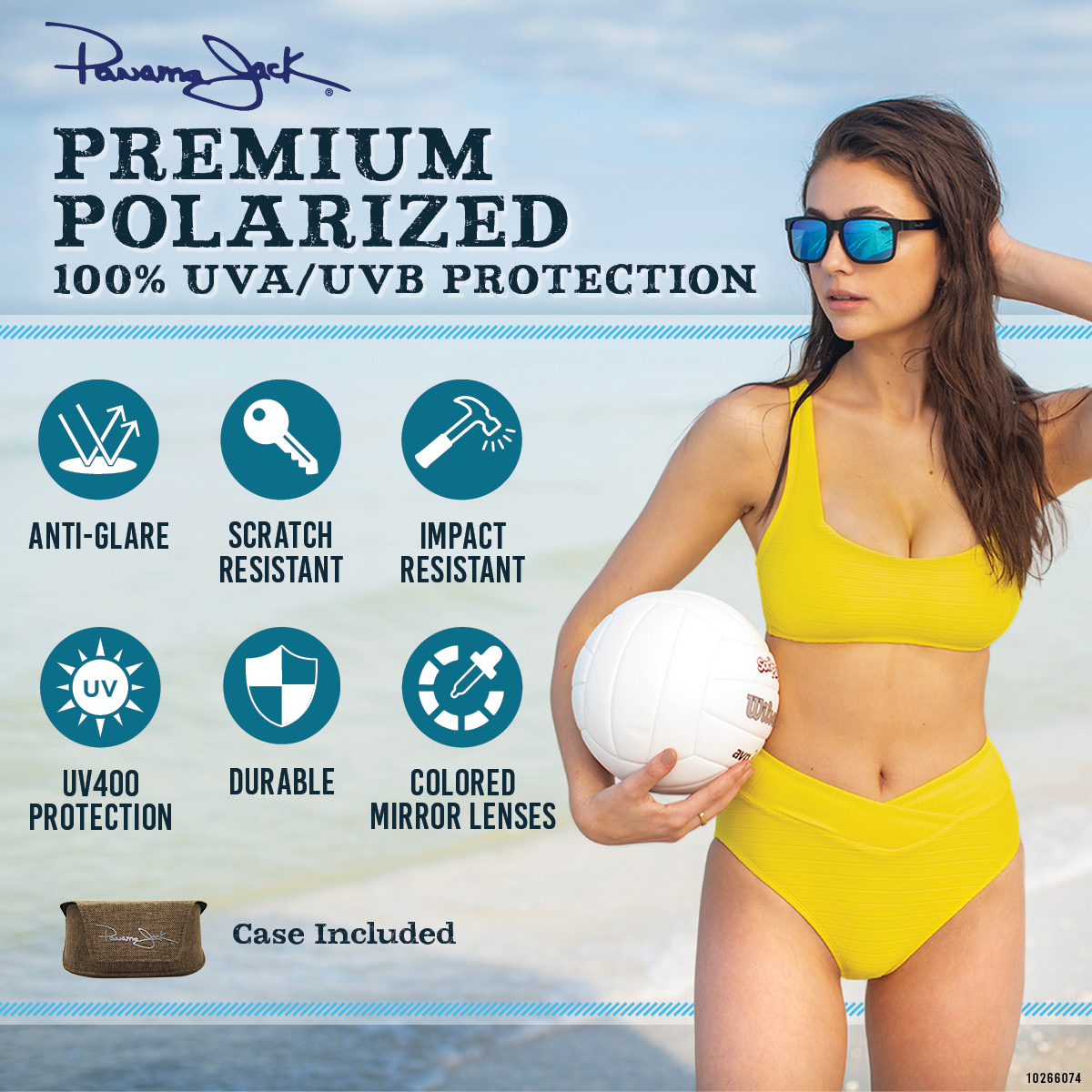 Panama Jack Premium Polarized Classic Blue Mirror Sunglasses, 100% UVA-UVB Lens Protection, Scratch & Impact Resistant