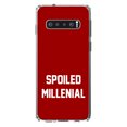 thumbnail image 1 of DistinctInk Clear Shockproof Hybrid Case for Samsung Galaxy S10+ PLUS(6.4" Screen) - TPU Bumper, Acrylic Back, Tempered Glass Screen Protector - Spoiled Millenial - Red & White, 1 of 2