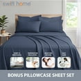thumbnail image 2 of Swift Home Bonus Pillowcases Eco Friendly Bamboo Blend Sheet Set, 4 PC, Twin, Navy, 2 of 6
