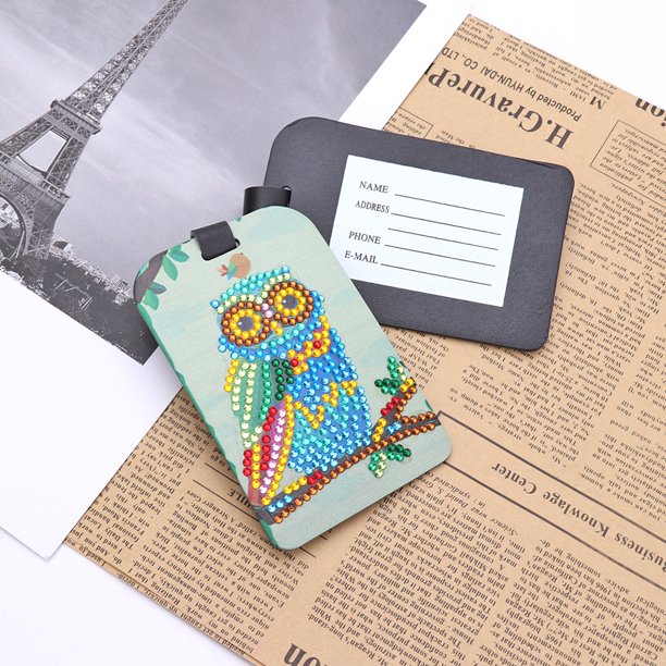 Cuadros Decorativos Bricolaje forma especial diamante pintura pájaros diseño cuero equipaje tarjeta de embarque Tmvgtek embutido en tela