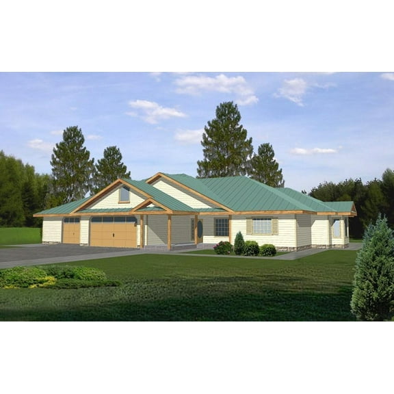 001-3119: Ranch Craftsman 3 Bed, 3 Bath Luxury Home Plan, 2483 Sq Ft: Full Blueprints with License to Build by Home Plan Marketplace - Lesuto