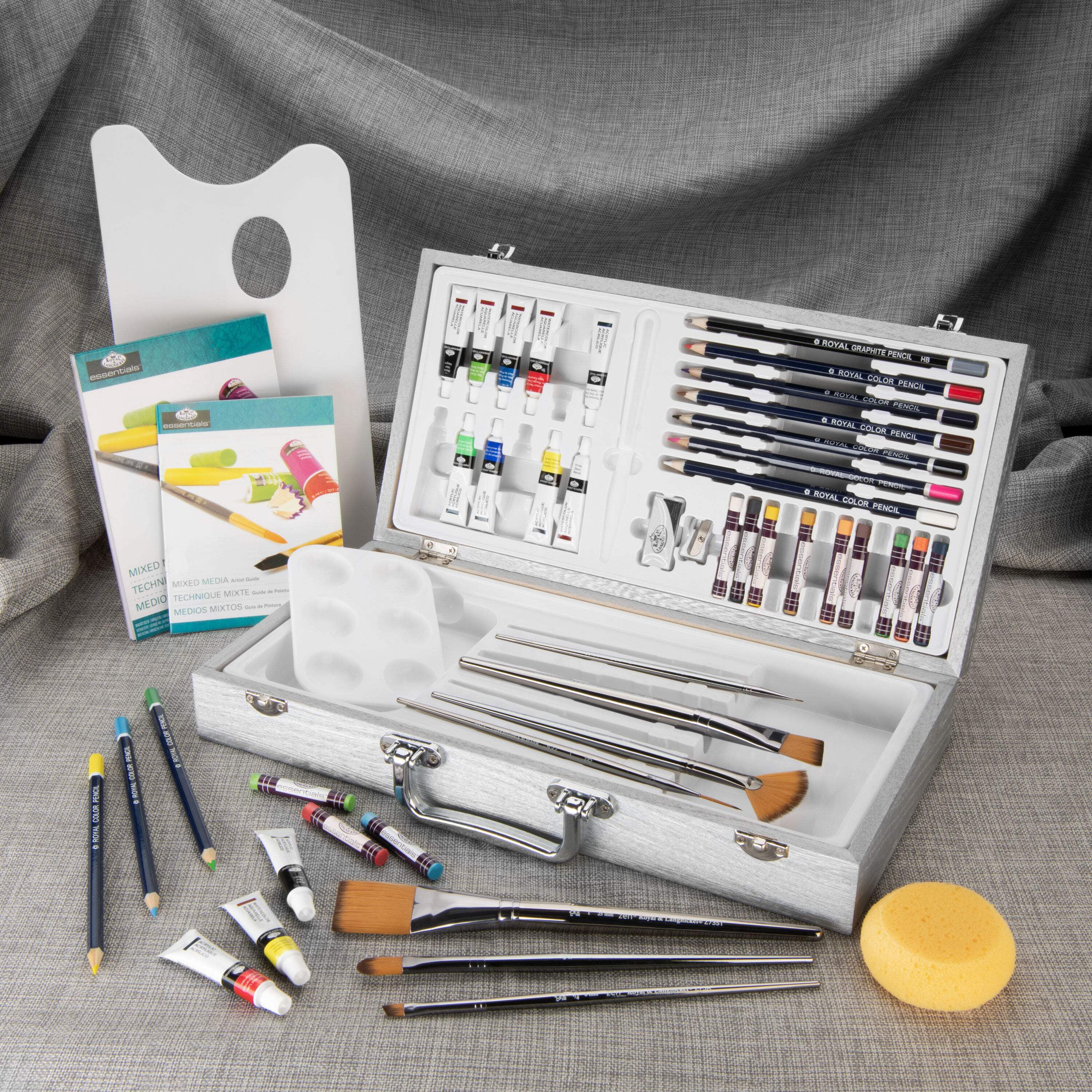 Royal & Langnickel Essentials™ 53pc Mixed Media Standard Handle Zen Brush Travel Art Set