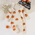 thumbnail image 3 of Pandaie Newborn Baby Girl Clothes Infant Ribbed Long Sleeve Romper Pumpkin Jumpsuit Bodysuit with Bow Headband Cute Fall Winter Outfits 0 3 6 12 18 Months, 3 of 8