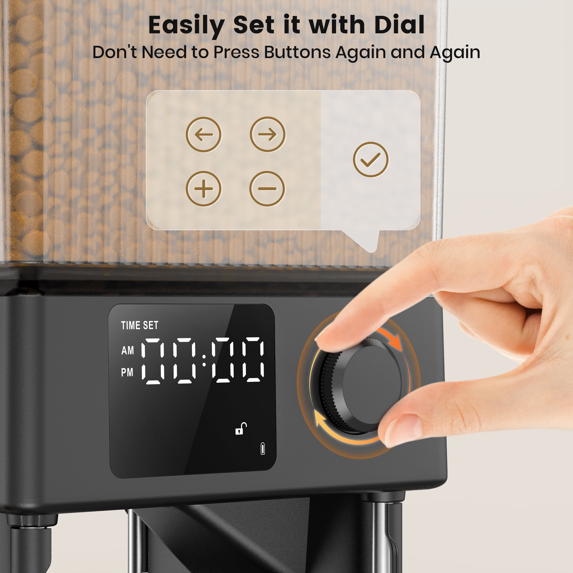 Oneisall 5L/20 Cups Automatic Cat Food Dispenser for 2 Cats/2 Small Dogs, PFD-002 Automatic Cat Feeder with 1 Desiccant Bag, Cat Feeders Automatic Cat Food, Timed Cat Feeder for Pet Dry Food - Black