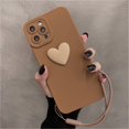 thumbnail image 1 of Funda de teléfono suave con corazón de amor negro 3D lindo coreano con correa de muñeca para iPhone 14 13 12 11 Pro Max X XS XR 7 8 plus funda Simple Tan Jianjun unisex, 1 of 2