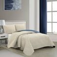 thumbnail image 6 of Lanco All Season Beige Navy Reversible Quilt Set With 2 Pillow Shams , King Size Diamond Pattern Bedspreads & Coverlet, 6 of 7