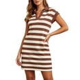 thumbnail image 2 of Blmnix Sheath Dresses for Women Hawaiian Dresses Vacation Dress Dress Mini Sleeveless Brown Collared Antimicrobial Protection Women's Summer Dresses,L, 2 of 6